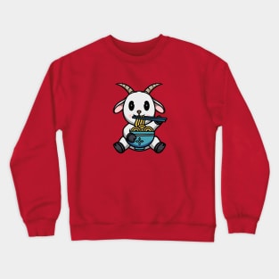 Cute Goat eating ramen Crewneck Sweatshirt